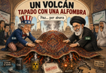 Un volcán tapado con una alfombra